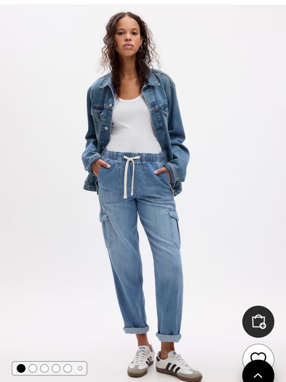 Gap Denim Mid-rise Easy Cargo Jeans, Light Wash, Medium
